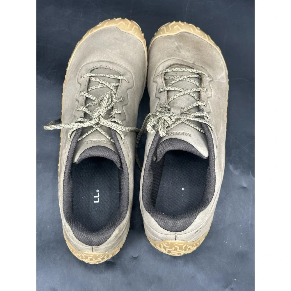 Merrell Vapor Glove 6 LTR‎ Trail Leather Barefoot Olive Green w Gum M's Sz 14
